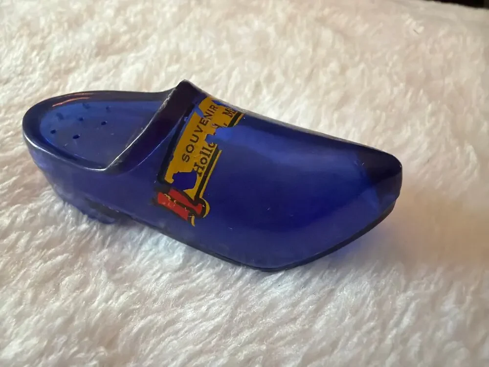 Vintage Cobalt Blue Shoe Souvenir Salt Shaker Holland Michigan Collectible
